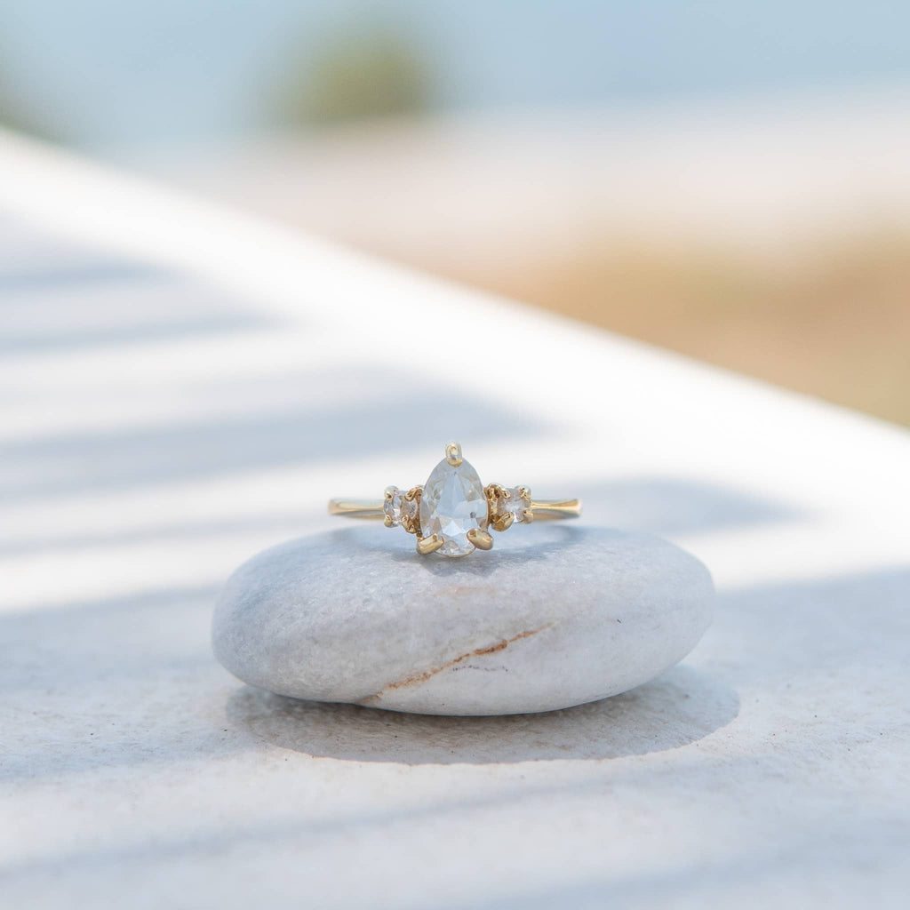 Gold Teardrop Gemstone Ring