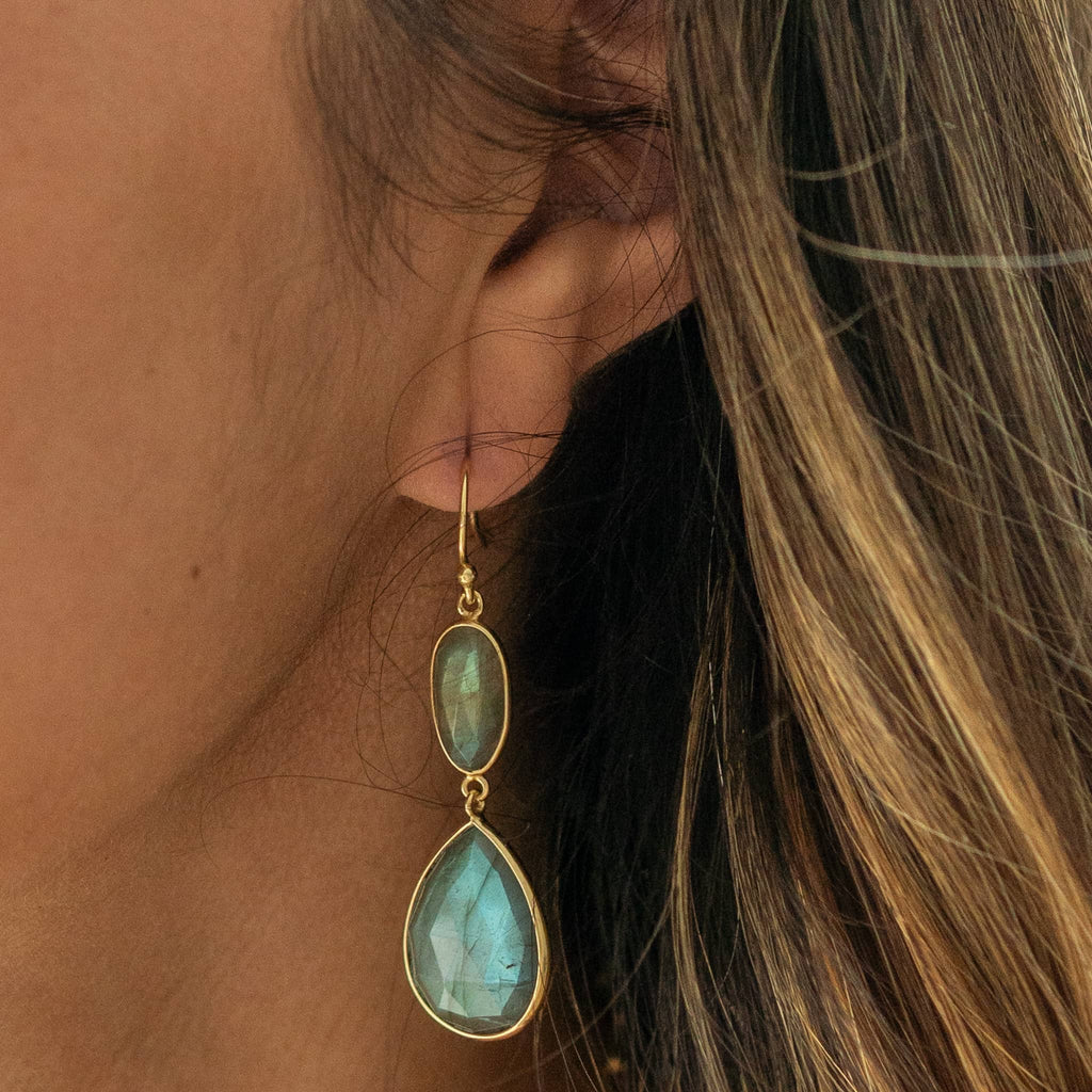 Dual-Stone Drop Earrings