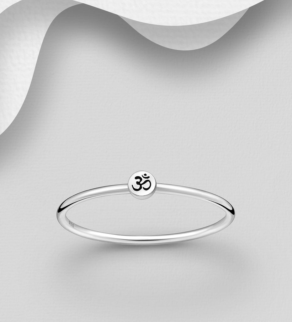 Om sign sterling silver ring